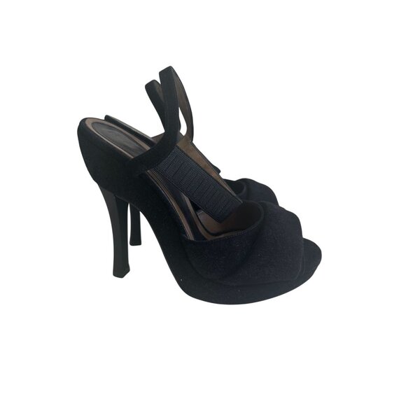 MARNI Black Suede Platform Slingback Heels Size 37 / 7 - Picture 3 of 12